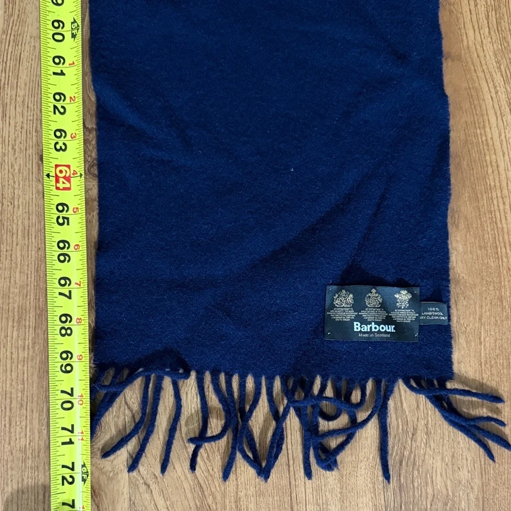 Barbour 100% Lamb‎ Wool Navy Blue Fringed Scarf